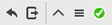 Operation toolbar segment with a left curved arrow button, vertical chevrons button, and green circle with white check mark