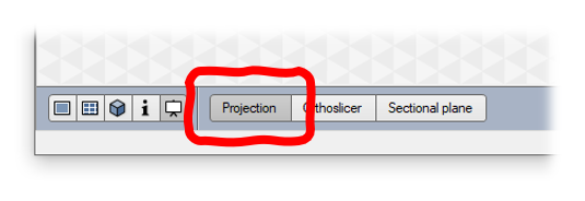 Toolbar with Projection button highlighted by red circle