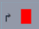 Blue rounded tab with black r at left and red filled square at right