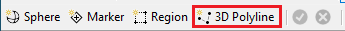 Top menu showing 'Sphere Marker Region *: 3D Polyline' with '3D Polyline' highlighted
