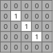 7x7 grid of digits 0 and 1 showing a central cluster of ones expanding from a single pixel to a 3x3 block