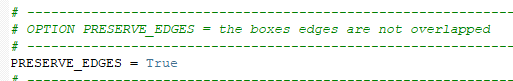 Code snippet with PRESERVE_EDGES = True and comment about boxes edges not overlapped