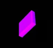 Magenta 3D slanted rectangular box on a black background