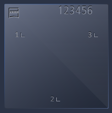 Square plate stamped 123456 with small labels 1L and 3L at top and 2L at bottom