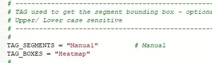 Code showing TAG_SEGMENTS = "Manual" and TAG_BOXES = "Heatmap"