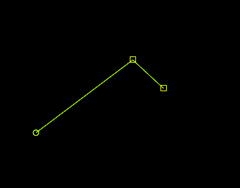 Black canvas showing a green 3-point polyline with a circle endpoint and two square vertex markers