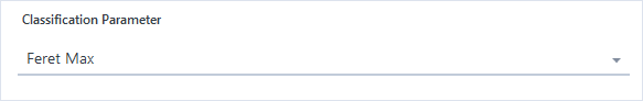 Classification Parameter dropdown showing Feret Max selected