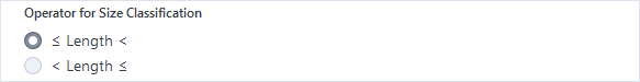 Operator for Size Classification with ≤ Length < selected and < Length ≤ unselected