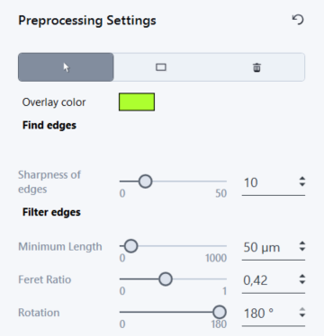 UI panels: Preprocessing Settings; Layer Thickness Setup; image with green overlay and red chords; Layer/Chord Editing