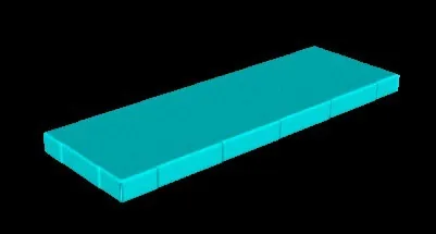 Long teal rectangular slab divided into equal segments on black background
