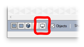 Toolbar with a small monitor-like icon circled in red