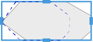 Gray octagon inside a blue rectangular frame with a dashed blue octagon overlay and blue square resize handles