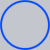 Light gray circle with blue outline on white background