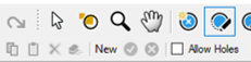 Toolbar with pointer cursor, yellow circle icon, hand icon, circular arrow and blue tool icon