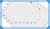 Gray octagon inside a blue rectangular frame with a dashed blue octagon inset and blue corner resize handles