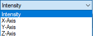 Dropdown showing mapping options: Intensity, X-Axis, Y-Axis, Z-Axis