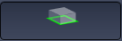 Horizontal translucent gray plane icon with green highlighted square base on dark rounded background