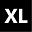 Black square icon with white "XL" text