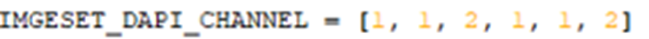 Code line showing IMAGESET_DAPI_CHANNEL = [1, 1, 2, 1, 1, 2]