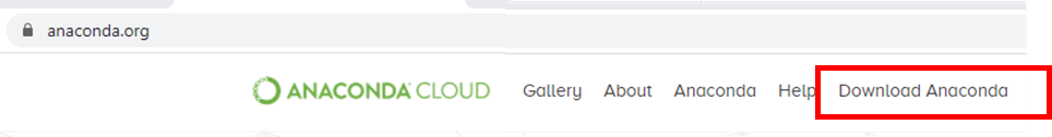 Browser showing anaconda.org header with Anaconda Cloud logo and 'Download Anaconda' link highlighted