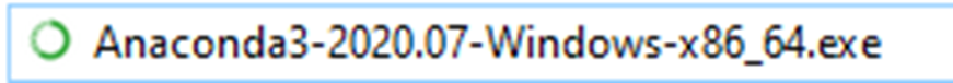 Anaconda3-2020.07-Windows-x86_64.exe filename with green circular icon