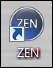 Desktop shortcut icon showing a blue circular ZEN logo and text ZEN