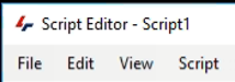 Window title 'Script Editor - Script1' with menu items File Edit View Script