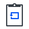 Job Mode icon: clipboard outline with blue left-arrow rectangle