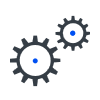 Maintenance icon: two gray gears with blue centers