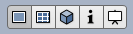 Toolbar with four view icons: grid, cube, info, and monitor