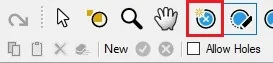 Toolbar row of small tool icons with a star-in-circle icon highlighted by a red box